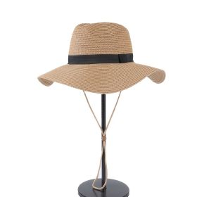 Light Tan Straw Hat Visor Hats; Flat Brim Breathable Lightweight Outdoor Sunscreen Panama Hat; Women Beach Travel Camping Fishing Boonie Hats