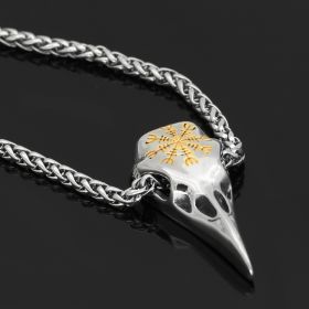 Nordic Viking Odin Crow Titanium Steel Pendant Compass Logo Necklace Accessories