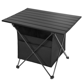 YSSOA Portable Folding Aluminum Alloy Table with High-Capacity Storage and Carry Bag for Camping; Traveling; Hiking; Fishing; Beach; BBQ; Small; Black