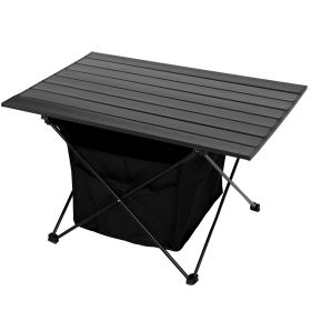 YSSOA Portable Folding Aluminum Alloy Table with High-Capacity Storage and Carry Bag for Camping; Traveling; Hiking; Fishing; Beach; BBQ; Large; Black