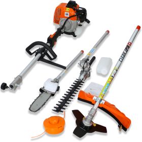 4 in 1 Multi-Functional Trimming Tool; 33CC 2-Cycle Garden Tool System with Gas Pole Saw; Hedge Trimmer; Grass Trimmer; and Brush Cutter EPA Compliant