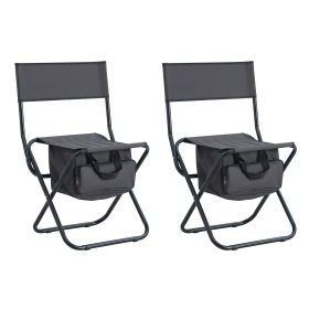2-piece Folding Outdoor Chair with Storage Bag; Portable Chair for indoor; Outdoor Camping; Picnics and Fishing; Grey