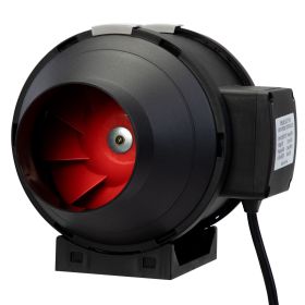 4 Inch Inline Duct Ventilation Fan with Variable Speed Controller - black red