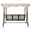 Upland 3-Seater Outdoor Adjustable Canopy Porch Swing Chair for Patio, Garden, Poolside, Balcony w/Armrests, Textilene Fabric, Steel Frame