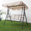 Upland 3-Seater Outdoor Adjustable Canopy Porch Swing Chair for Patio, Garden, Poolside, Balcony w/Armrests, Textilene Fabric, Steel Frame