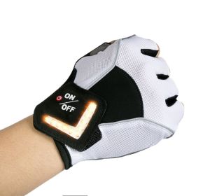 Flashlight Gloves Gifts for Men Automatic Induction Steering Light Glove Ride Warning Light Glove (Color: White)