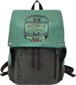 Afoxsos Japanese Anime Backpacks - Unisex Canvas Shoulder Bag for School and Office (10.6"x4.7"x16.5", Multicolors) (type: DEKU)