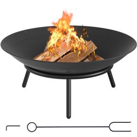 Outdoor Recreation Dinning Barbeque 2-in-1 Heating & BBQ Fire Pit (Main Material: Stainless Steel, Color: Black 22in)