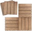 Interlocking Patio Flooring Tiles;  Indoor Outdoor Deck and Patio Flooring Wood-Plastic Material Composite Tile;  Coffee;  12 x 12 Inch