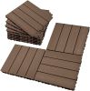 Interlocking Patio Flooring Tiles;  Indoor Outdoor Deck and Patio Flooring Wood-Plastic Material Composite Tile;  Coffee;  12 x 12 Inch