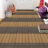 Interlocking Patio Flooring Tiles;  Indoor Outdoor Deck and Patio Flooring Wood-Plastic Material Composite Tile;  Coffee;  12 x 12 Inch